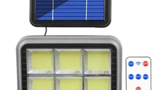Proiector solar 294LED 50W senzor de miscare HS 8022 telecomanda 3 moduri de iluminare 6 casete