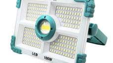 Proiector solar putere 100W cu 188 LED unghi de iluminare 180 grade 4 moduri de iluminare