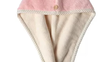 Prosop turban cu nasture pentru uscare par ROZ