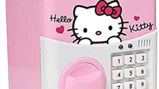 Pusculita pentru copii cu functie ATM cod pin si seif Roz/Alb Hello Kitty