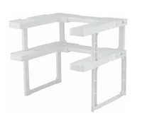 Raft condimente reglabil si telescopic organizator dulap condimente alb - 1