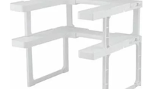 Raft condimente reglabil si telescopic organizator dulap condimente alb
