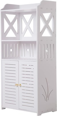 Raft de baie WPC alb Dulap 92x40x25 cm - 1