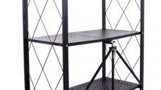 Raft depozitare metalic pliabil pe roti 3 polite 71,5 x 39 x 89 cm