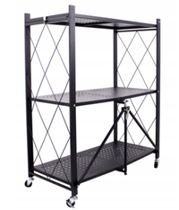 Raft depozitare metalic pliabil pe roti 3 polite 71,5 x 39 x 89 cm - 1