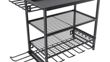Raft pentru scule si unelte MZY 859 din metal cu montare pe perete cu 4 compartimente de depozitare carlige pentru agatare
