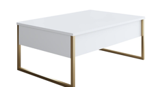 RESIGILAT Masuta cafea alb si auriu din PAL/metal 90x60x40 cm URME USOARE