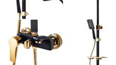 RESIGILAT Set coloana de dus PREMIUM cu design elegant in NEGRU si AURIU ZGARIETURI FINE