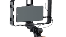 Selfie Stick pentru telefonul mobil AY 49X lumina complementara LED trepied microfon