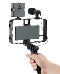 Selfie Stick pentru telefonul mobil AY 49X lumina complementara LED trepied microfon - 1