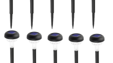 Set 10 lampi solare cu iluminare floare colorata 30 cm