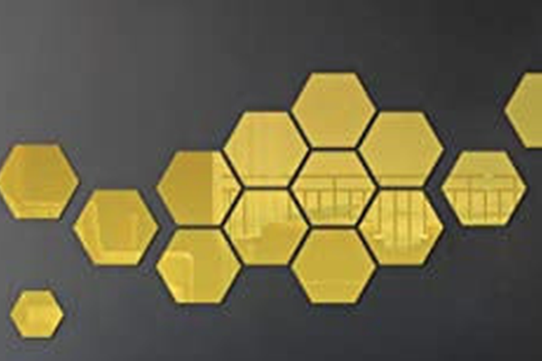 Set 10 Oglinzi Design Hexagon AURII - Oglinzi Decorative Acrilice Cristal - Diamant - Fagure 10 bucati/set