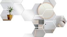 Set 10 Oglinzi Design Hexagon - Oglinzi Decorative Acrilice Cristal - Diamant - Fagure 10 bucati/set