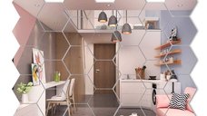 Set 12 Oglinzi Decorative Autoadezive Hexagonale 20 x 23 cm
