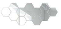 Set 12 Oglinzi Design Hexagon MARI 20x23 - Oglinzi Decorative Acrilice Cristal - Diamant - Fagure 12 bucati/set TA - 1