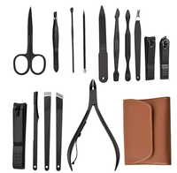 Set 16 piese MANICHIURA profesionala otel negru mat BASE - 1