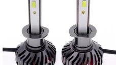 Set 2 becuri auto COB H1, 100W, lumina alb-rece, 12000 lumeni
