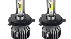 Set 2 becuri auto COB H4, 100W, lumina alb-rece, 12000 lumeni