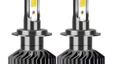 Set 2 becuri auto COB H7, 100W, lumina alb-rece, 12000 lumeni