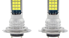 Set 2 Becuri Auto cu 30 Led H7 temperatura 6000k putere 90W 8500LM Fara Ventilator