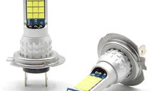 Set 2 becuri auto LED H7 30LED putere 80W cu 4000LM si temperatura culoare 6000K
