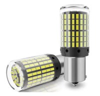 Set 2 Becuri LED Canbus 1156 Pozitie Galben BA15S P21W 144 LED-uri - 1