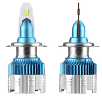 Set 2 becuri LED H4 cu doua faze Lumina Alba temperatura 8000k cu Ventilator - 1