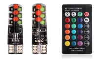 Set 2 Becuri LED RGB Auto Cu Telecomanda soclu T10  cu BILUTE/ 192 / w5w putere 2W - 1