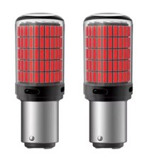 Set 2 Becuri LED semnalizare culoare ROSU soculu BAY15D 1157/P21/5W LED 1156 pentru 144 SMD cu doua faze - 1