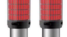 Set 2 Becuri LED semnalizare culoare ROSU soculu BAY15D 1157/P21/5W LED 1156 pentru 144 SMD cu doua faze