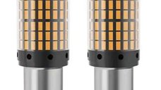 Set 2 Becuri LED semnalizare ORANGE soclu Py 150 grade LED 1156 led 144 SMD PY21