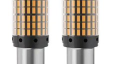 Set 2 Becuri LED semnalizare ORANGE soclu Py 150 grade LED 1156 led 144 SMD PY21
