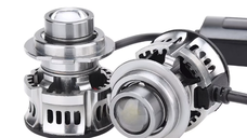 Set 2 becuri V6 auto LED H7 de 100W 6000k lumina alb rece si flux luminos