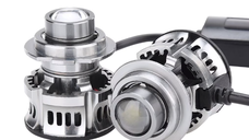 Set 2 becuri V6 auto LED H7 de 100W 6000k lumina alb rece si flux luminos