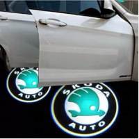 Set 2 Holograme LED cu LOGO Skoda Superb pentru Portiere - 1