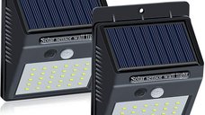 Set 2 Lampi BRIGHT 30 LED Solare cu senzor de miscare si lumina 1 mod ILUMINARE