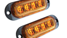 Set 2 Lampi LED Galbene pentru Semnalizare si Pozitie 12-24V pentru Camioane si Remorci
