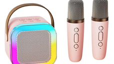 Set 2 Microfoane Karaoke cu boxa portabila K12