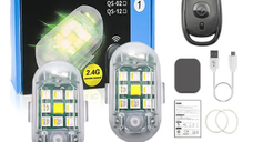 Set 2 mini stroboscope LED Wireless cu magnet acumulator si telecomanda pentru Auto Moto si Biciclete