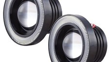 Set 2 Proiectoare 89 mm Angel Eyes cu LED DRL Lumina Alba