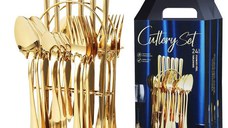 Set 24 piese tacamuri AURII cu suport otel inoxidabil