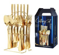 Set 24 piese tacamuri AURII cu suport otel inoxidabil - 1