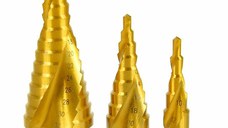 Set 3 Burghie In Trepte Spiralate HSS 4-32 Freze AURI