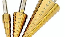 Set 3 FREZE Burghie in trepte pentru metal 4-32 mm