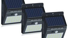 Set 3 Lampi Solare BRIGHT 30 LED cu Senzor de Miscare si Iluminare Automata