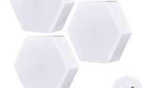 Set 3 spoturi hexagonale LED cu telecomanda