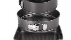 Set 3 tavi pentru copt forma Inima/Rotunda/Patrata cu baza detasabila 24/26/28 cm AM