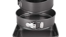 Set 3 tavi pentru copt forma Inima/Rotunda/Patrata cu baza detasabila 24/26/28 cm AM