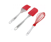 Set 3 Ustensile pentru bucatarie din Silicon Rosu - 1