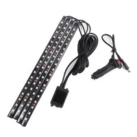 Set 4 benzi 18 LED cu lumina ambientale pentru auto si telecomanda RGB - 1